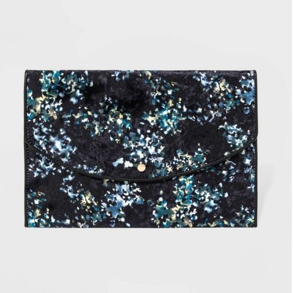 A New Day Floral Velvet Clutch Snap Closure Purse - Picture 1 of 7